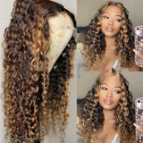 Wig Female Small Wave Black And Brown Mixed Color Gradient