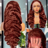 Humain Hair  13x4  full frontal transparent lace dark ginger 26inches 200%