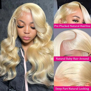 13x4 full frontal body wave blonde 22 inches 200% density grade 15 A